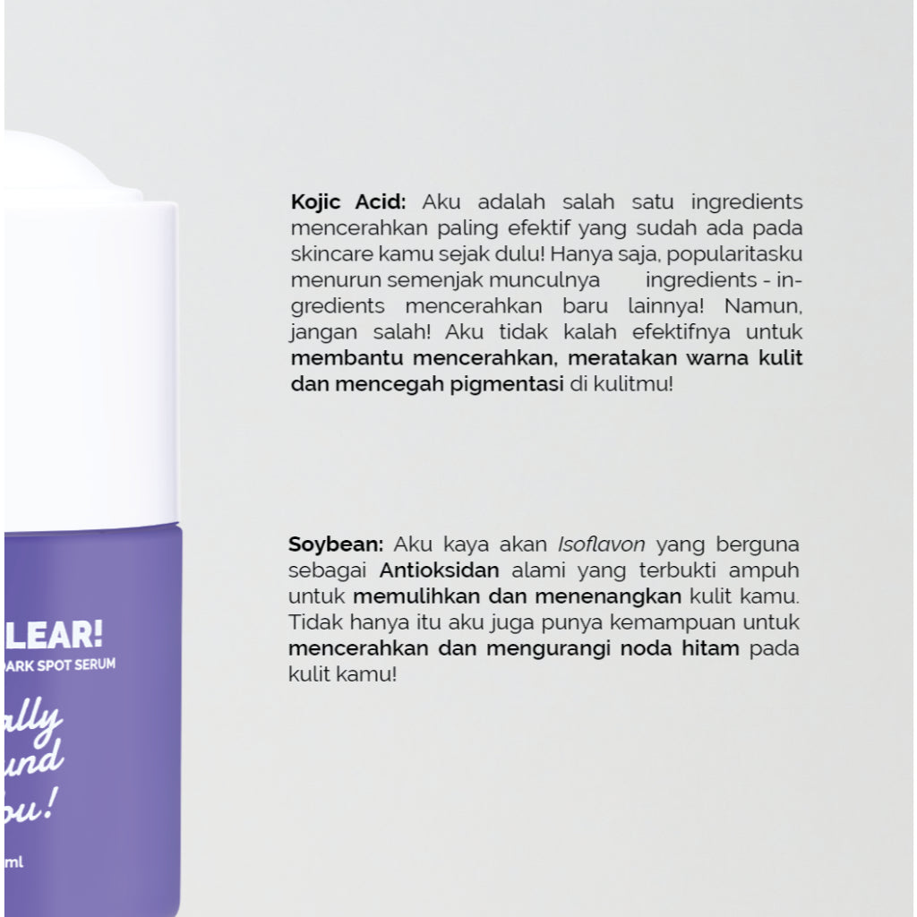 Finally Found You! SOY CLEAR Brightening & Dark Spot Serum - Serum Mencerahkan dan Noda Hitam Untuk Semua Jenis Kulit 20ml
