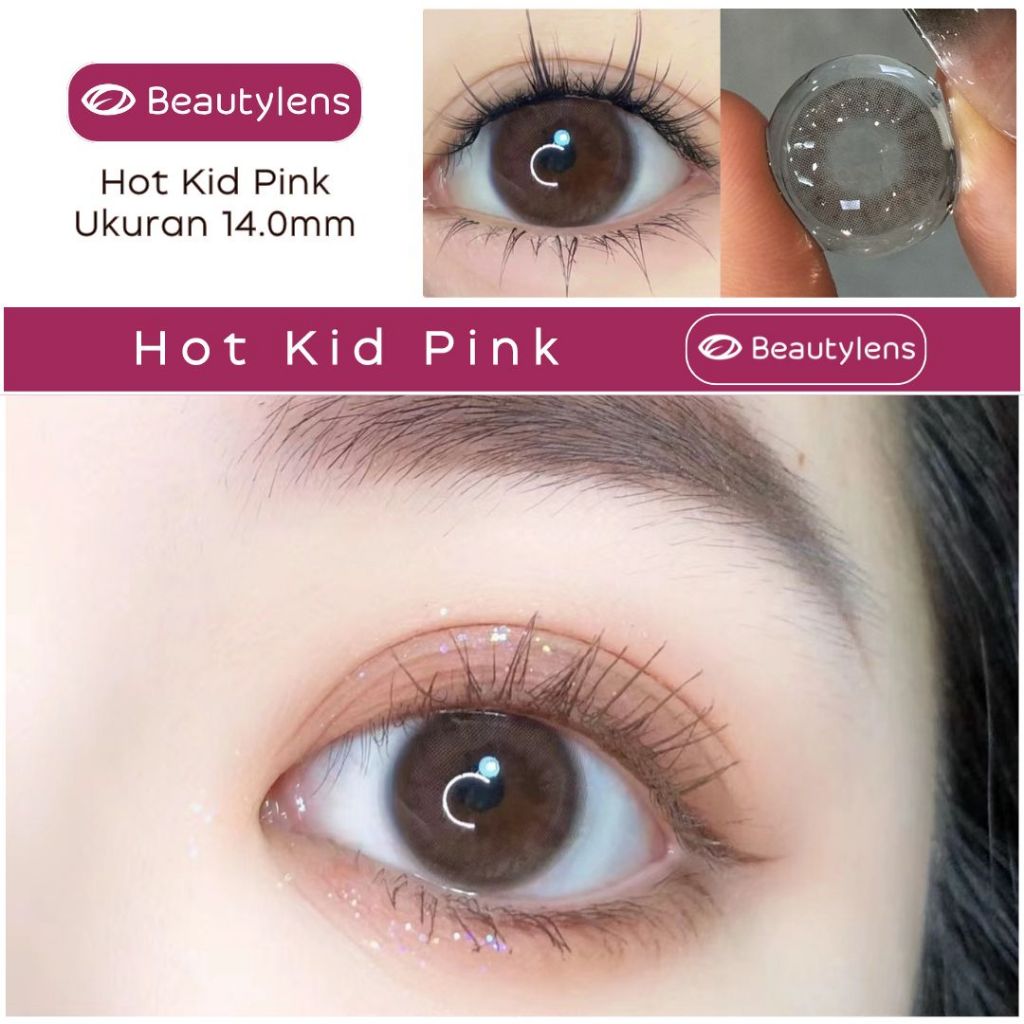 Live18 Hot Kid Pink 14.0 BEAUTYLENS Softlens Berwarna Lensa Merah Muda dan Cokelat normal&minus