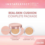 INSTAPERFECT Real Skin Cushion Complete Package (Skinover Air Cushion + Refill) Full Coverage Semi Matte Finish- Bundle Lengkap Make Up Tahan Lama