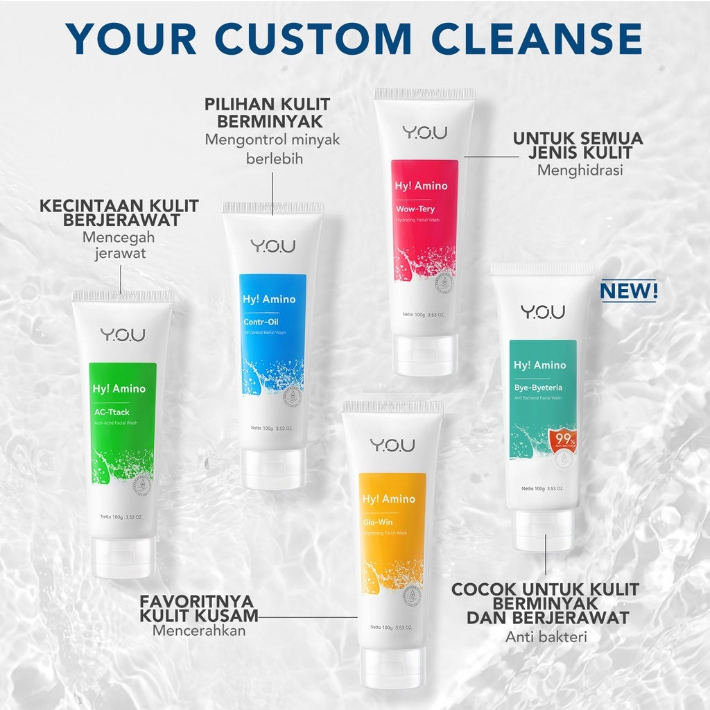 YOU Hy! Amino Contr-Oil Oil Control Facial Wash 100gr Kulit Berminyak Glycolic Acid