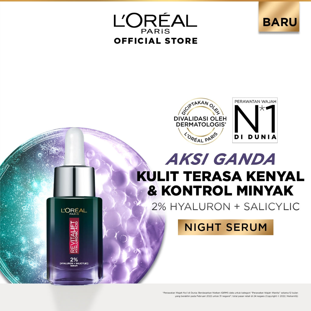L'Oreal Paris Revitalift Hyaluronic Acid Oil Control 2% Hyaluronic Acid + Salycilic Acid Night Serum
