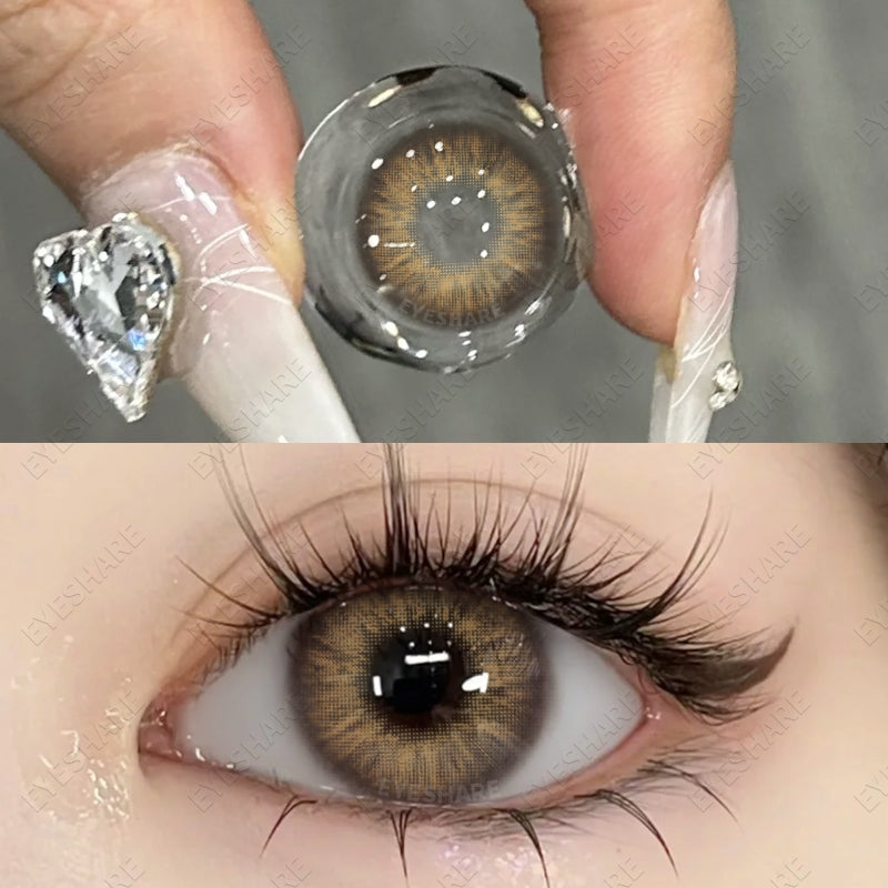 Eyeshare Softlens Minus(-1.00 ~ -8.00) Omg Brown 14.0mm Softlens Mata Softlens Warna Lensa Kontak Soflen