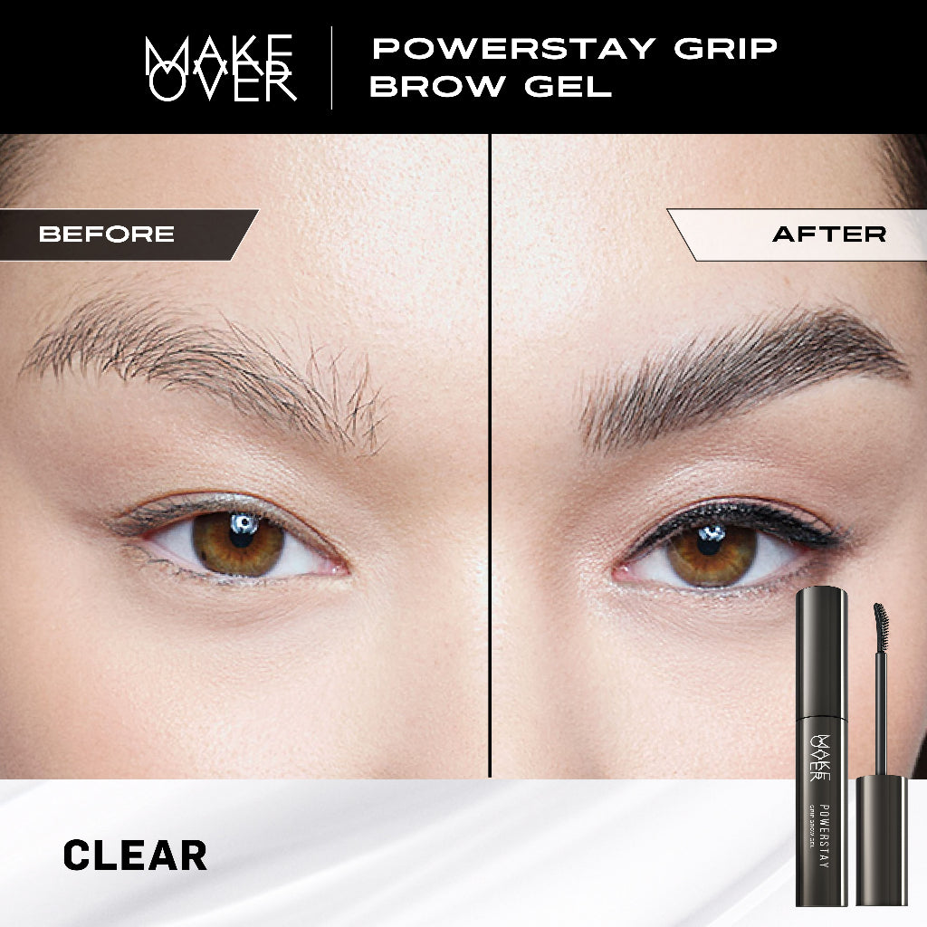 Make Over Powerstay Grip Brow Gel 5.5 g - Brow Pomade, Browcara, Eyebrow Gel, Waterproof Lebaran Raya