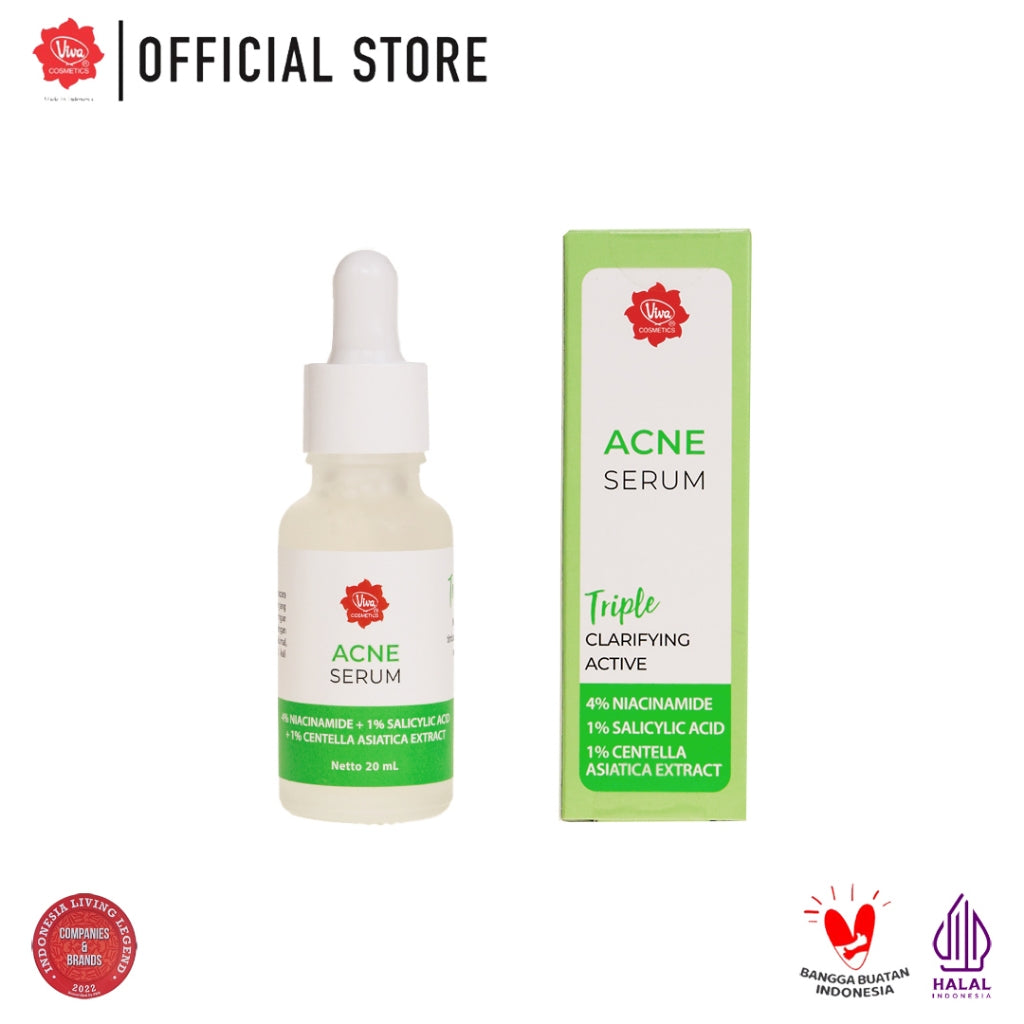 Viva Acne Serum (ANTI JERAWAT) with 4% Niacinamide, 1% Salicylic Acid, & 1 % Centella Asiatica - 20 ml
