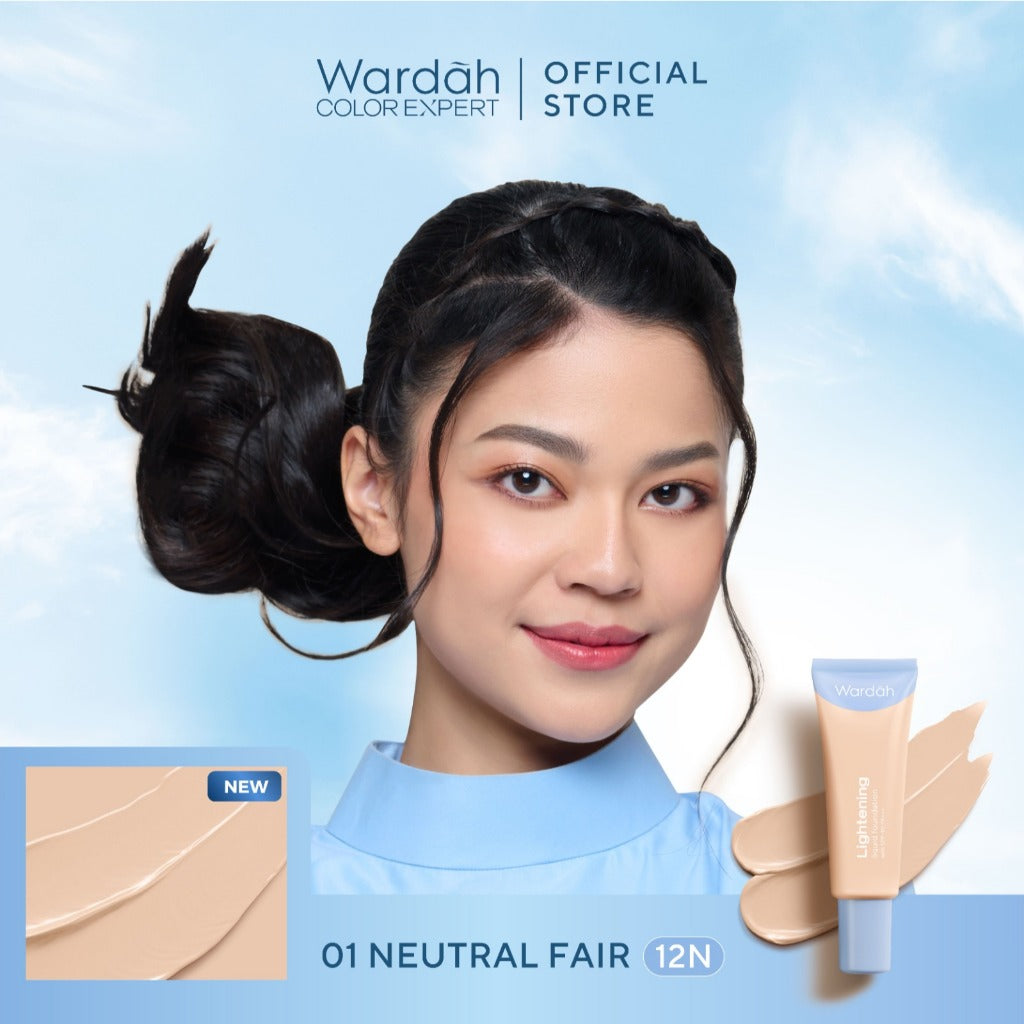 WARDAH Lightening Liquid Foundation 25ml - Base Makeup dengan Skin-Like to High Coverage yang Mengandung SPF 40 PA+++ dan Serum Niacinamide Untuk Hasil Makeup Flawless dan Cerah - Makeup - Foundation - Bedak - Cushion -  Foundation Anti Longsor