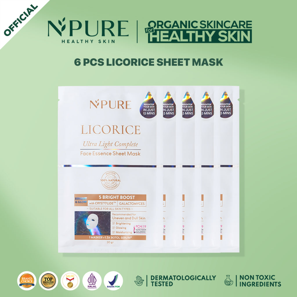 NPURE 6 pcs Sheet Mask Cica/Noni/Marigold/Licorice