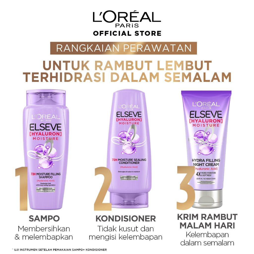 L’Oreal Paris Elseve Hyaluron Moisture Hydra Filling Night Cream - 150 ml (Untuk rambut kering dan dehidrasi)