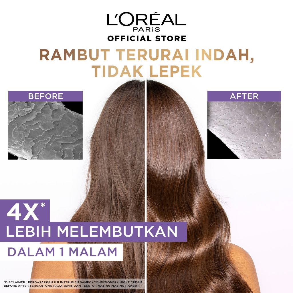 L’Oreal Paris Elseve Hyaluron Moisture Hydra Filling Night Cream - 150 ml (Untuk rambut kering dan dehidrasi)