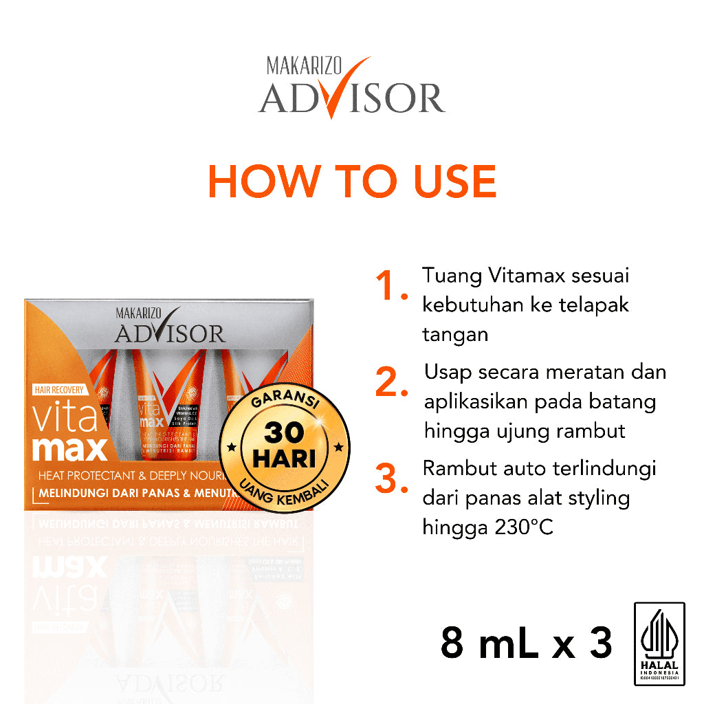 PAKET ISI 3 - Makarizo Advisor Hair Recovery Vitamax 8mLx3 - Vitamin Rambut / Serum Rambut