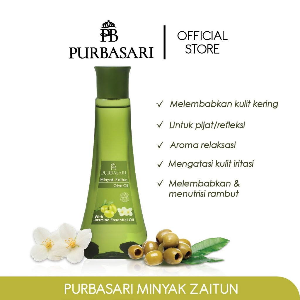 [DAPAT 3] Purbasari Minyak Zaitun / Minyak Pijat refleksi / Body oil - Melembabkan kulit kering - Menutrisi dan menghaluskan rambut