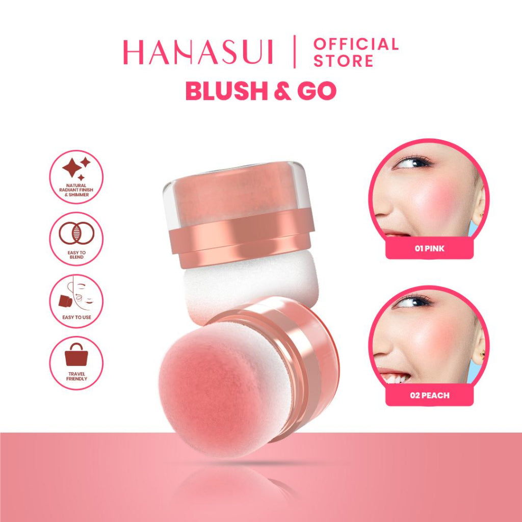 【5 IN 1】Hanasui Korean Make Up Look - 5Pcs Makeup Set Cushion Blush On Liptint Eyebrow Natural Finish Setting Powder Coverage Hingga 24 Jam