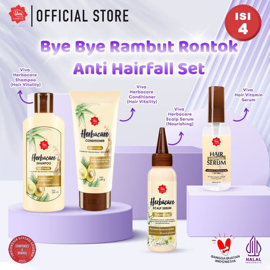 [PROMO] Paket Anti Hairfall Set (Perawatan Rambut Rontok) with UV Filter, Triple Vitamins & Triple Botanical Oil