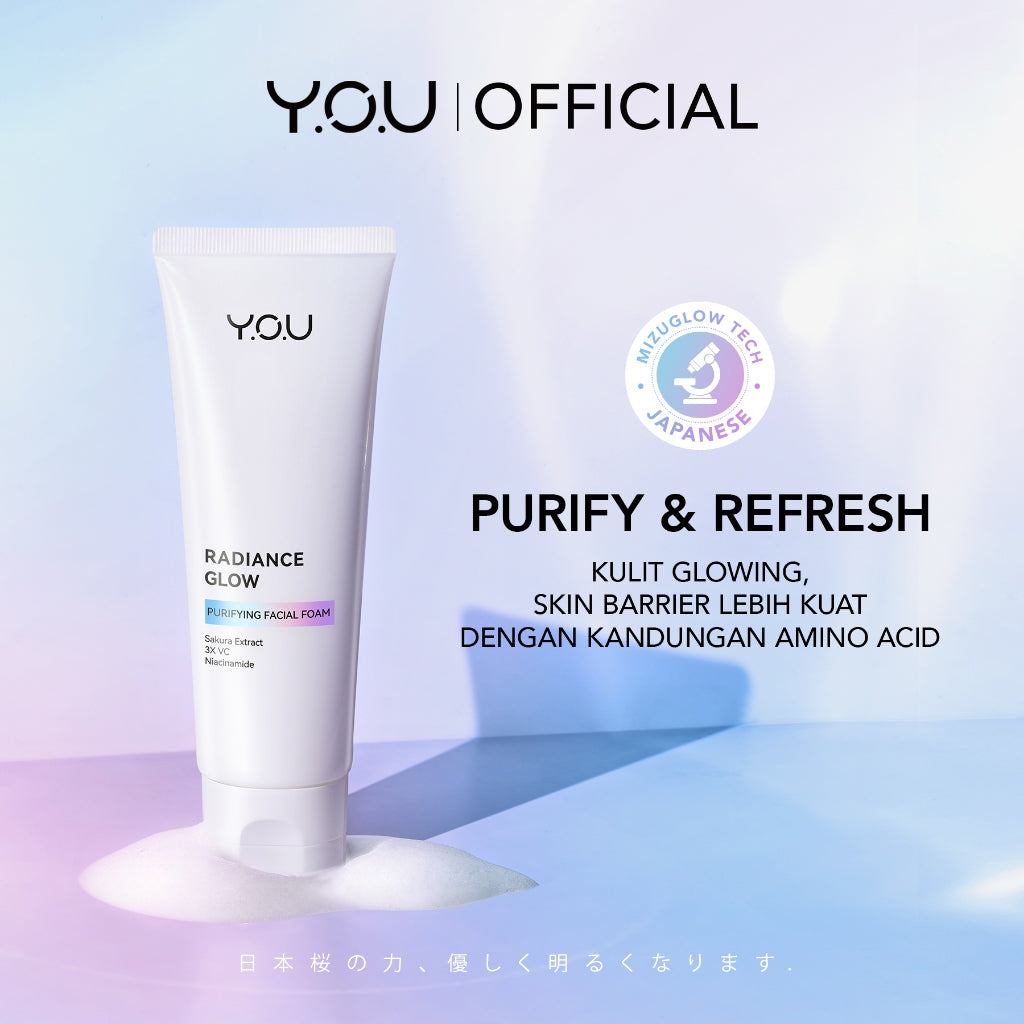 YOU Radiance Glow Purifying Facial Foam Brightening Vitamin C Niacinamide Amino Gentle Cleansing Mencerahkan