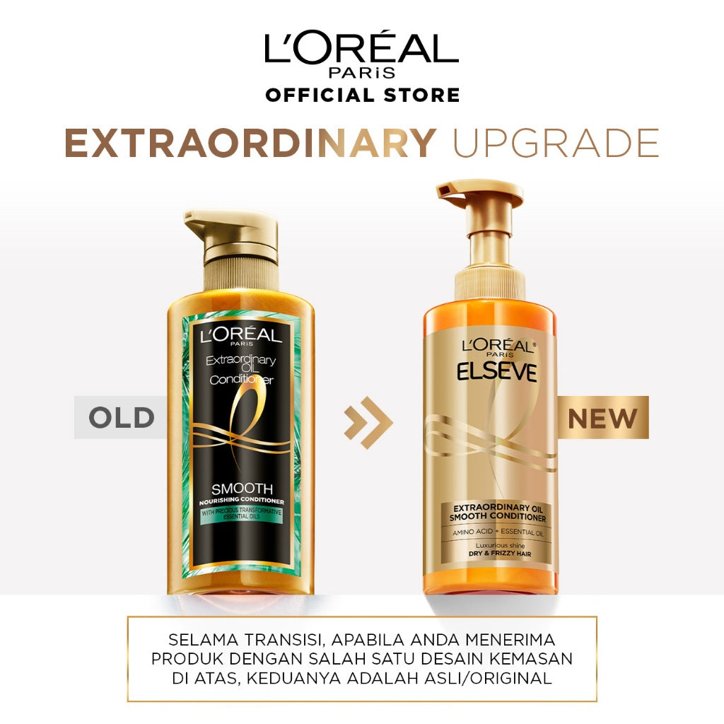 L’Oreal Paris Extraordinary Oil Premium Smooth Nourishing Conditioner Hair Care - Halus Berkilau dalam Satu Pemakaian 440ml Rambut Kering Kusam Conditioner Kondisioner Conditioner rambut