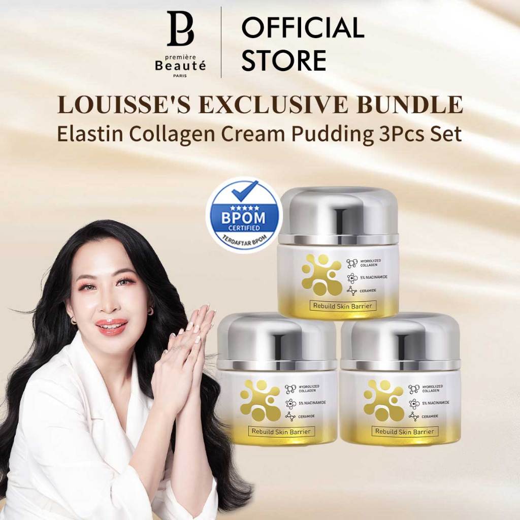 [Louisse's Exclusive] PREMIERE BEAUTE ELASTIN COLLAGEN Repair Cream Pudding 50G*3Pcs set DERMA CARE ANTI-AGING Whitening Remove melanin Tightening Moisturizing [BPOM]