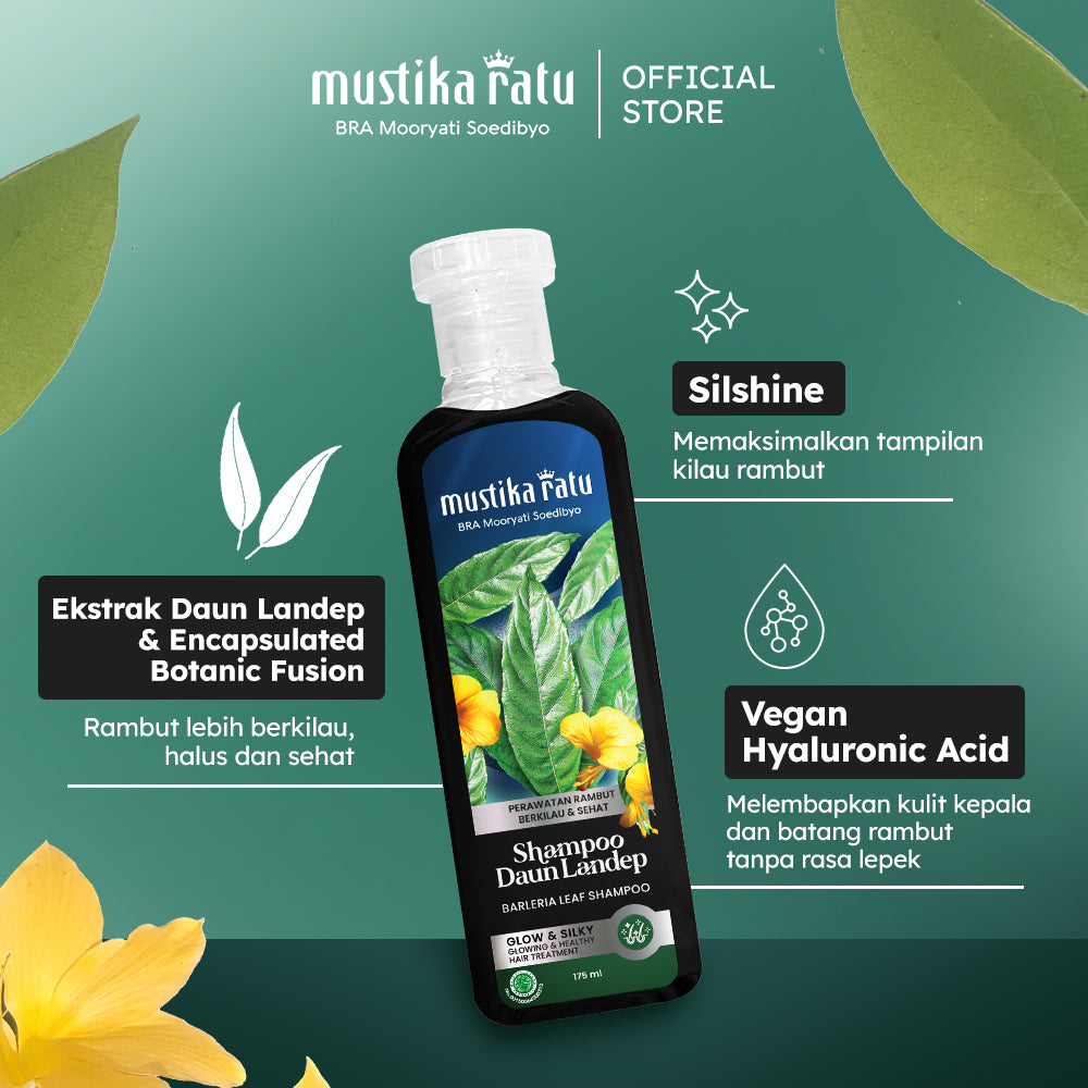 Mustika Ratu Shampoo Daun Landep 175ml miliki rambut berkilau alami