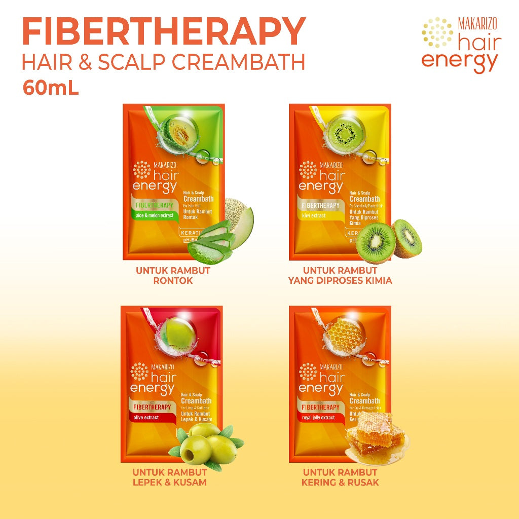 Makarizo Hair Energy Fibertherapy Hair & Scalp Creambath Aloe & Melon 60 mL