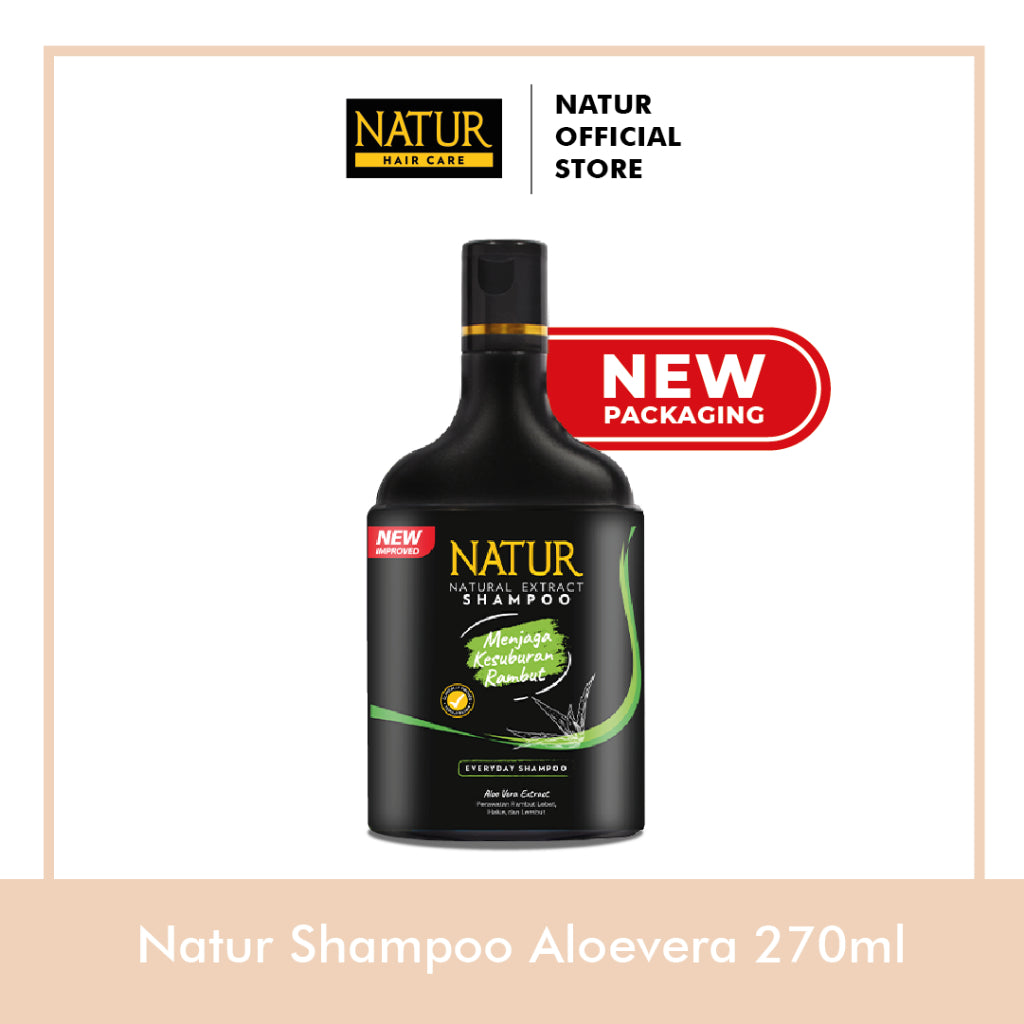 NATUR Shampo Aloevera 270 ml + Hair Tonik Aloevera 90 ml  - Paket Perawatan Rambut Tebal