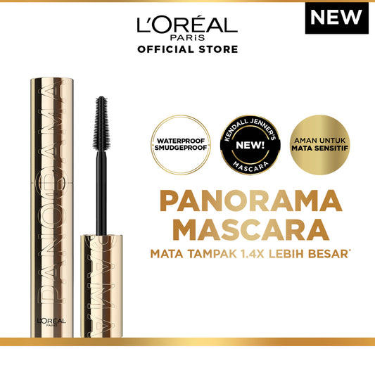 L'Oreal Paris Voluminous Panorama Waterproof Mascara, Smudgeproof, Clumps-free, 24H Longlasting, Panoramic Volume, Dramatic Volume - Maskara Waterproof Anti Air Tahan Lama Hingga 24 Jam Tahan Air Volume Dramatis Loreal Maskara Makeup Make Up