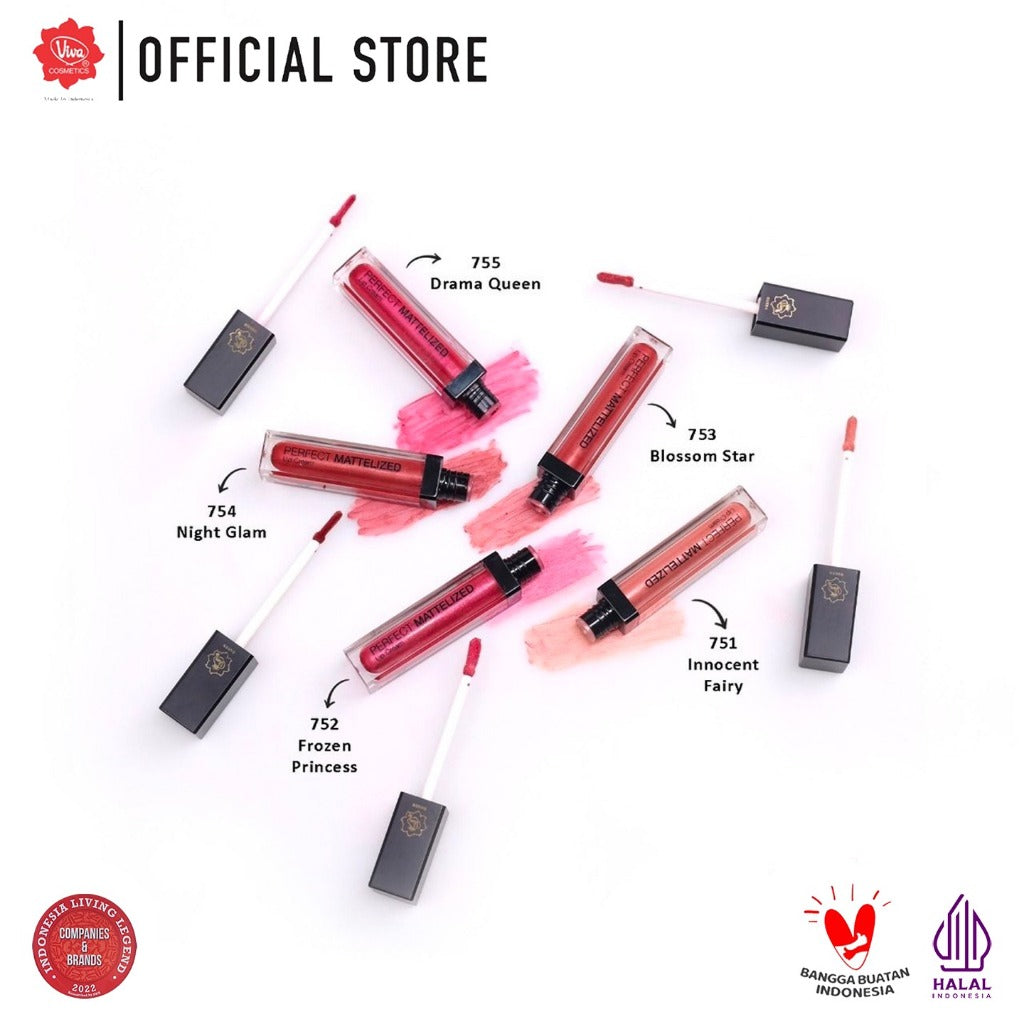 Viva Queen Perfect Mattelized Lip Cream - TRANSFER PROOF & LONG STAY with Emollient & VIT E (Tersedia 5 varian warna)
