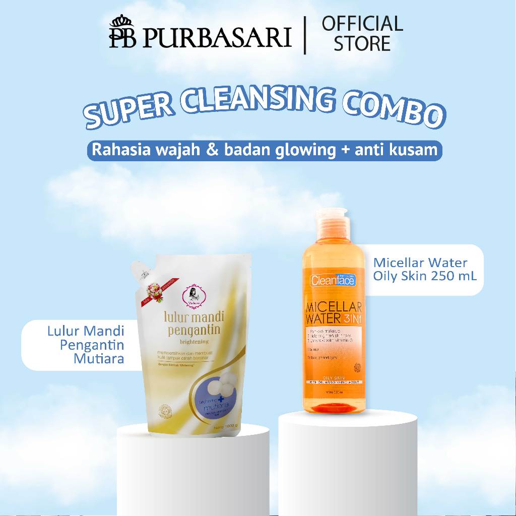 [ISI 2PCS] Purbasari Lulur Mandi Pengantin 1kg + Cleanface Micellar Water Oily Skin 250ml
