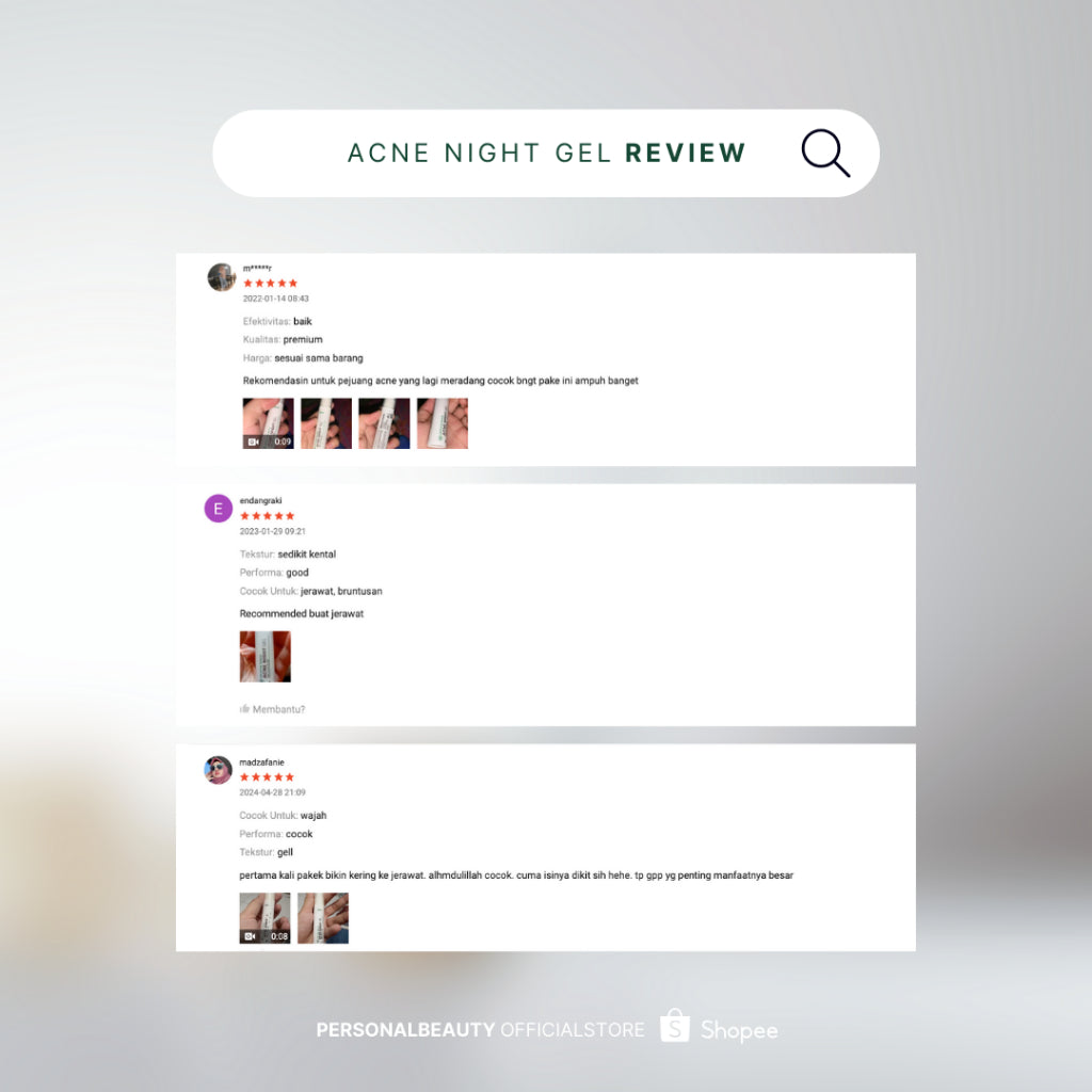 Personal Beauty Acne Night Gel Terapi Peradangan Jerawat Anti Bacterial Exfoliating