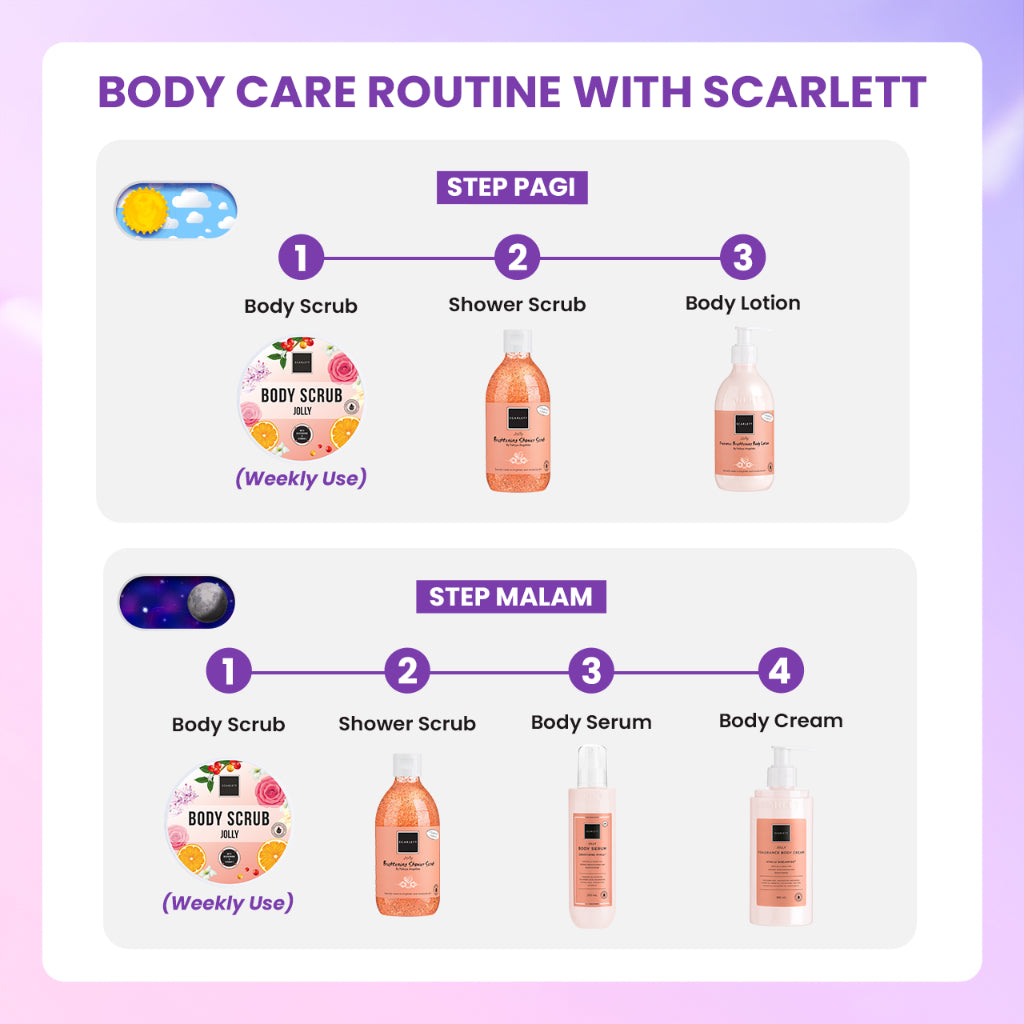 Scarlett Whitening Bundle Body Lotion + Body Scrub ( Jolly, Romansa, Charming, Happy )