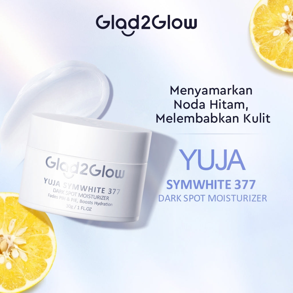 Glad2Glow Yuja Symwhite 377 Dark Spot Moisturizer menghilangkan bekas jerawat brightening night cream day cream Hilangkan Flek & Tenangkan Kulit Skincare Pelembab Esensi Wajah Perawatan Kulit Pelembab Wajah Pembersih day cream tone up g2g official store