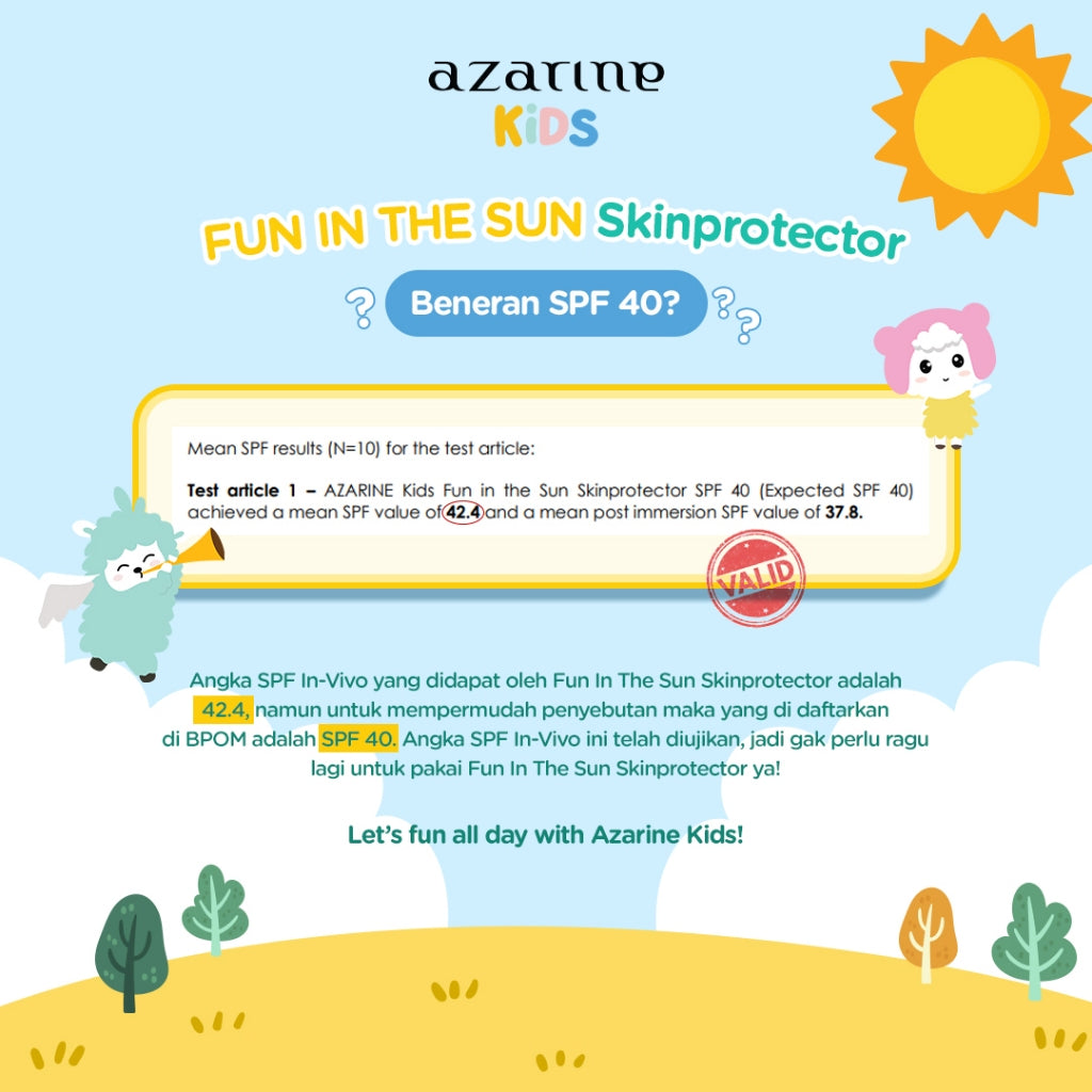 Azarine Kids Fun In The Sun Skin Protector Sunscreen SPF 40 PA+++ 40ml [LOLOS UJI INVIVO INVITRO] sunscreen baby kids kulit sensitif kulit normal all skin types