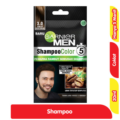 Garnier Men Sampo Pewarna Rambut Cokelat / Hitam20 ml