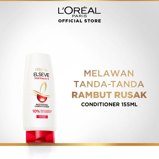 L'Oreal Paris Elseve Total Repair 5 Repairing Conditioner Hair Care dengan Ceramide - Melawan dan Memperbaiki Tanda Rambut Rusak 155ml Rambut Rusak Damage Hair Conditioner Kondisioner