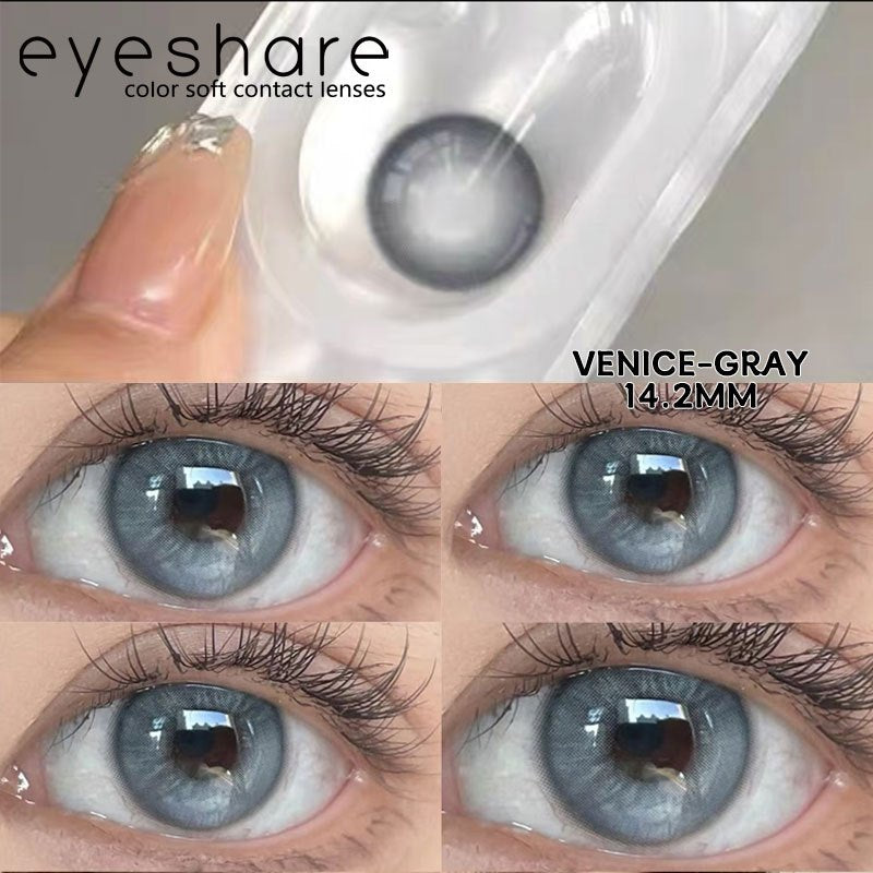 Eyeshare Softlens Omg Abu-Abu Coklat Ungu 1 Pasang 14.0mm Lensa Kontak