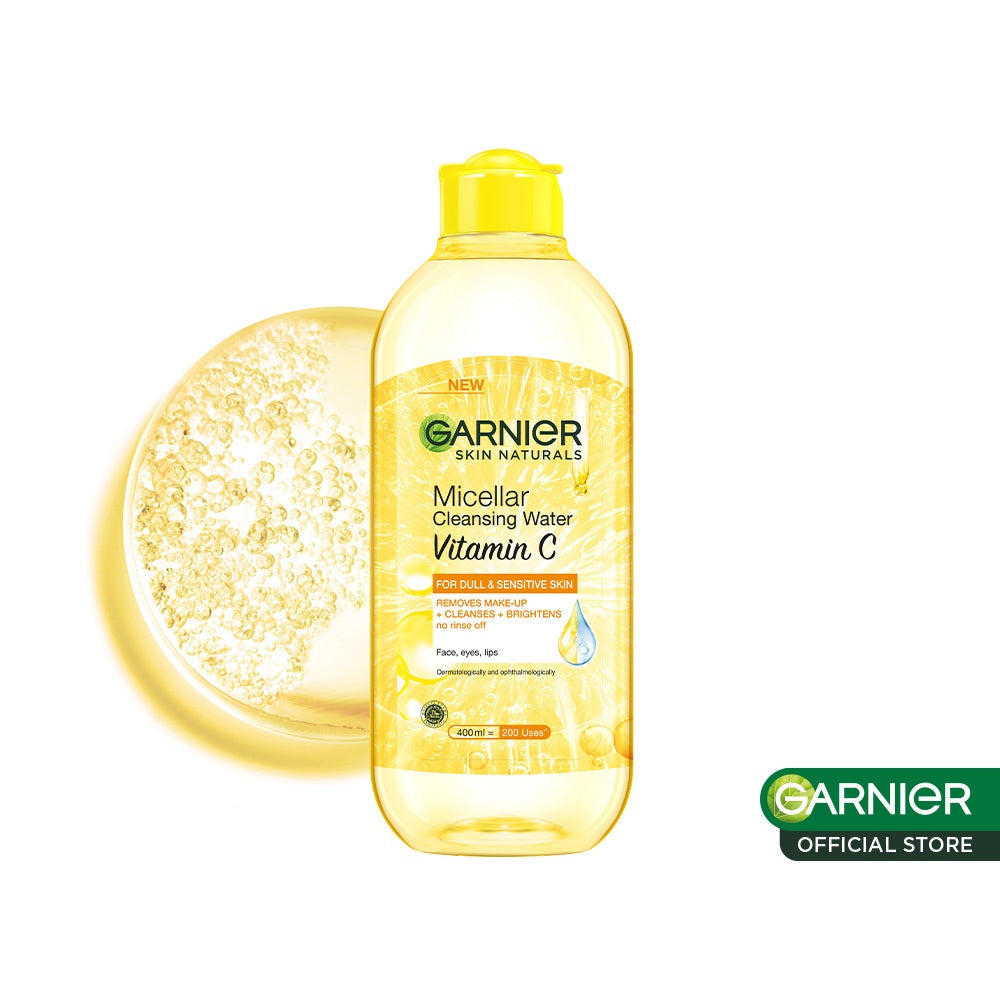GARNIER Micellar Water Vitamin C Skin Care 125ml 400ml Skincare Cleansing - Pembersih Wajah & Make up untuk Kulit Kusam Micellar Cleansing Water