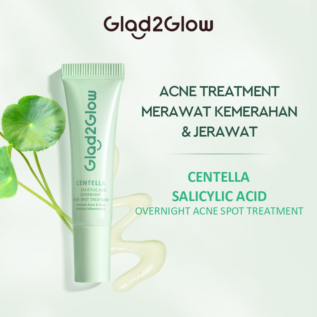 Glad2Glow Salicylic Acid Overnight Acne Spot Cream Treatment with Centella | Obat Jerawat Salep Jerawat Acne Gel Anti Acne Cream penghilang bekas jerawat g2glow acne patch jerawat obat totol jerawat G2G official store
