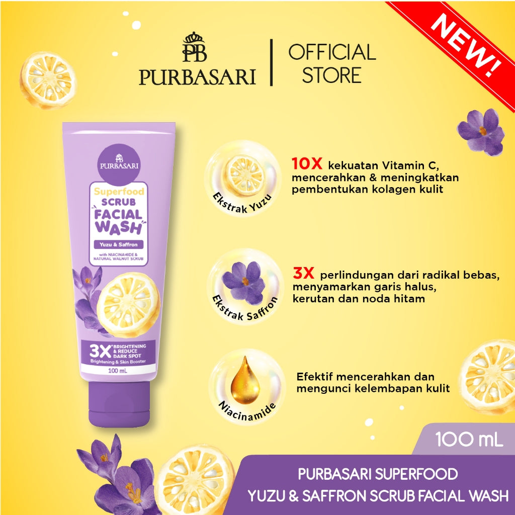 [1pcs] Purbasari Superfood SCRUB FACIAL WASH Series / pembersih muka / sabun wajah / lulur wajah Pencerah