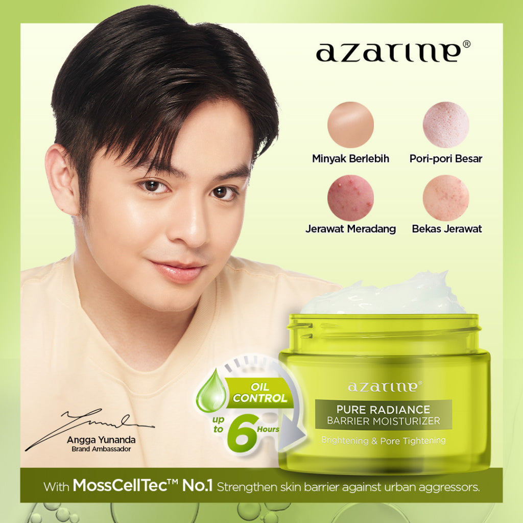 [Twin Pack] Azarine Barrier Moisturizer Series Pelembab Wajah Cream Gel Facial Moisturizer Instant Moist Mencerahkan Kulit Kusam Berjerawat Sensitif [2x30g]