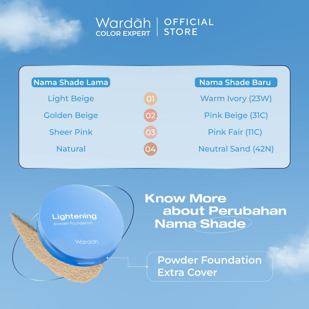 WARDAH Lightening Powder Foundation Extra Cover 10 g - All Skin - Two Way Cake - TWC Extra Cover - Bedak Padat Medium to High Coverage dengan SPF 22 PA dan Serum Niacinamide Untuk Hasil Makeup Flawless dan Cerah - Makeup - Cocok Dipakai dengan Cushion