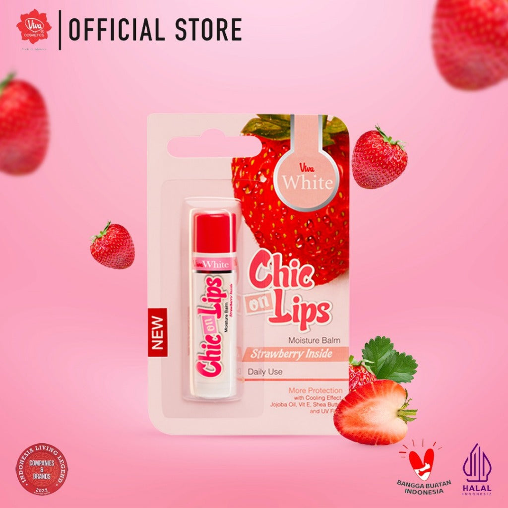 Viva White Moisture Balm Chic On Lips - Tersedia 4 Varian Rasa (with VIT E & UV FILTER -For Daily Use)