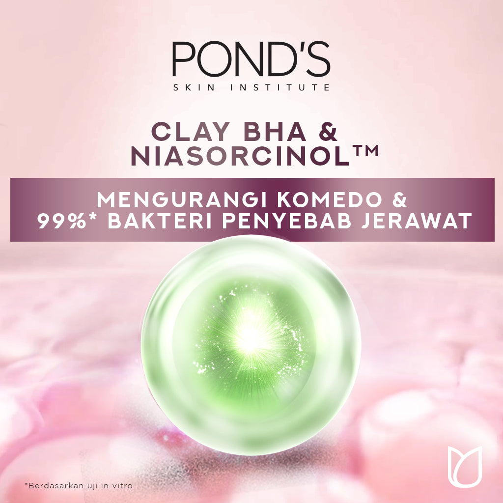Pond's Bright Miracle Ultimate Pore Clear Facial Scrub 100G - Sabun cuci muka yang membersihkan 99% bakteri penyebab jerawat