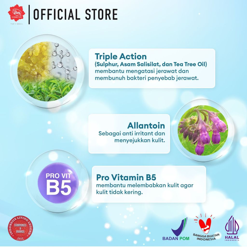 [Super Pack !!!] Viva Acne Gel Triple Action with Allantoin & Vit B5 - 15gr (2 Pcs)