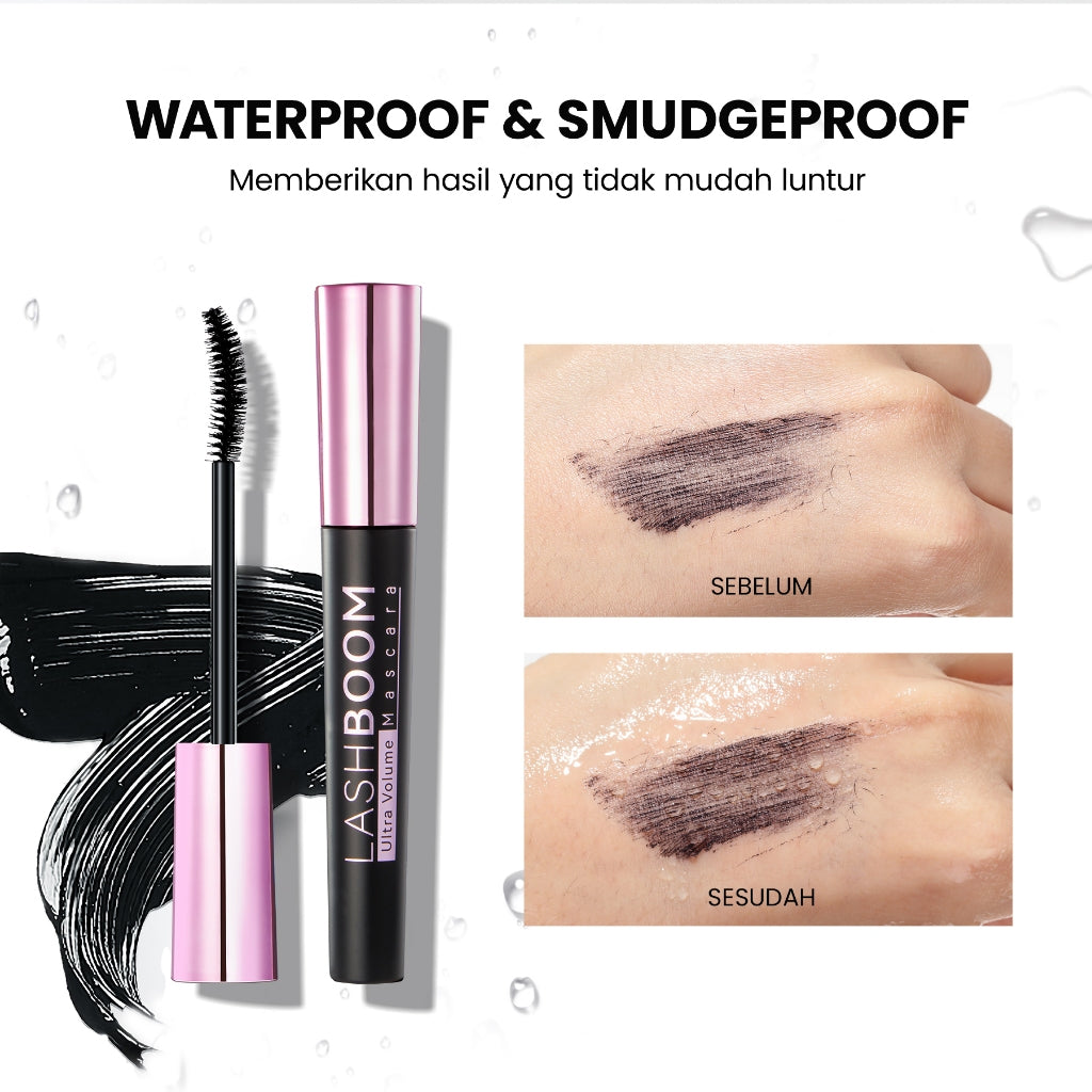 YOU Lashboom Ultra Volume Mascara Maskara Waterproof Tahan 24 Jam Lash Lift Kosmetik Mata