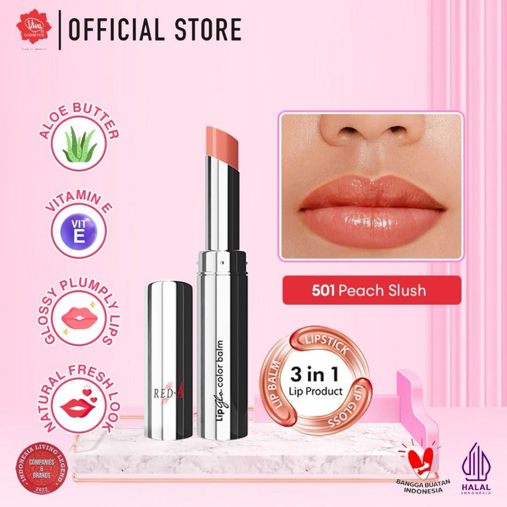 Red-A Lip Glo Color Balm 3 in 1 - LIPBALM, LIPGLOSS & LIPSTICK (tersedia 9 varian warna)