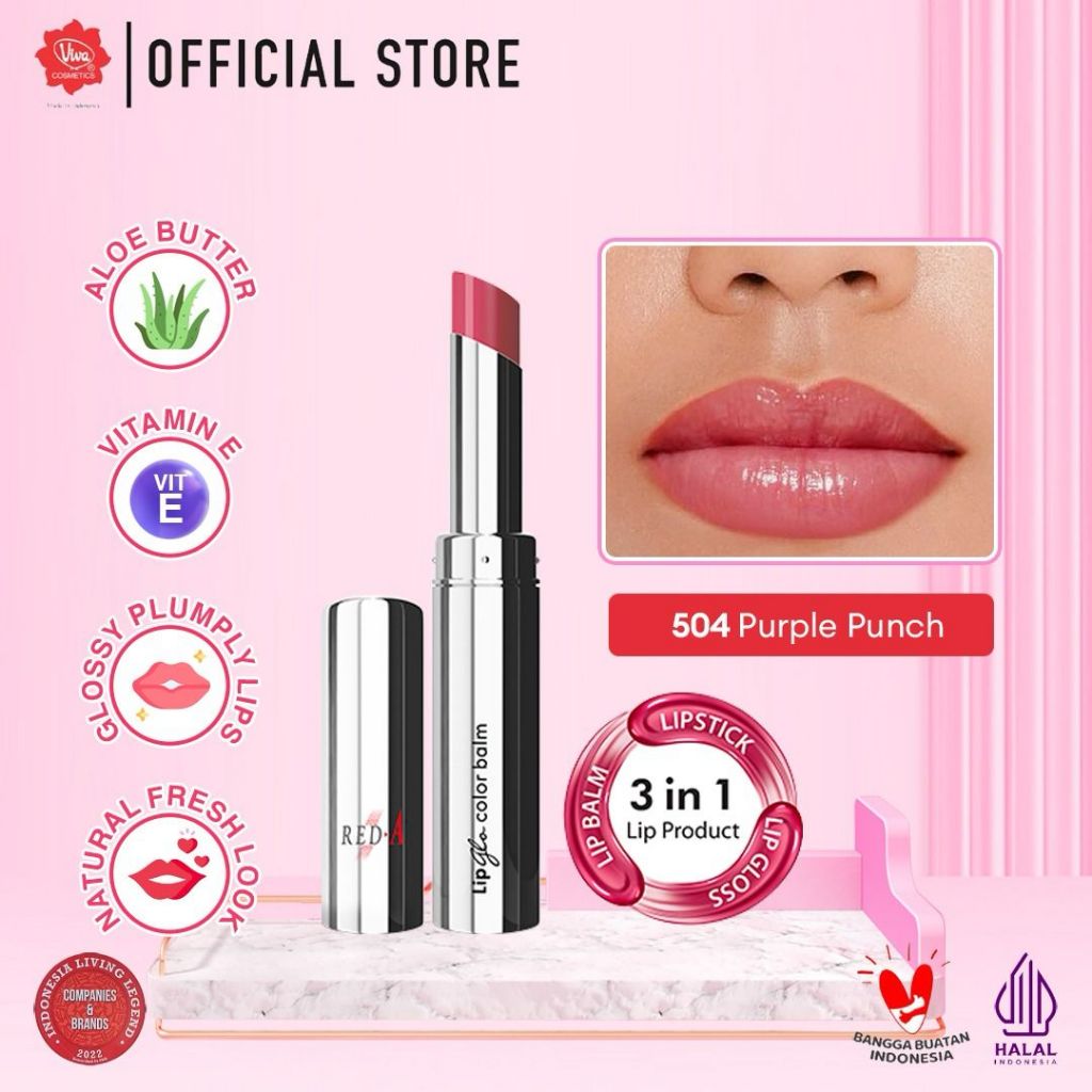 Red-A Lip Glo Color Balm 3 in 1 - LIPBALM, LIPGLOSS & LIPSTICK (tersedia 9 varian warna)