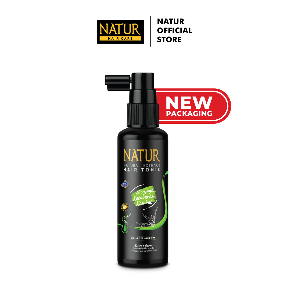 NATUR Shampo Aloevera 270 ml + Hair Tonik Aloevera 90 ml  - Paket Perawatan Rambut Tebal