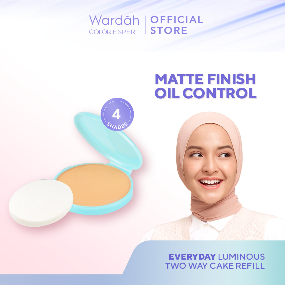 WARDAH Everyday Luminous Two Way Cake Refill 10 g - Bedak Dengan Hasil Matte Yang Halus Ringan Dengan Kandungan Vit E - Oil Control dengan Hasil Akhir Natural - Makeup - Cocok Dipakai dengan Cushion
