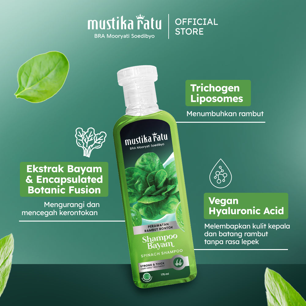 Mustika Ratu Shampoo Bayam 175ml perawatan untuk rambut rontok