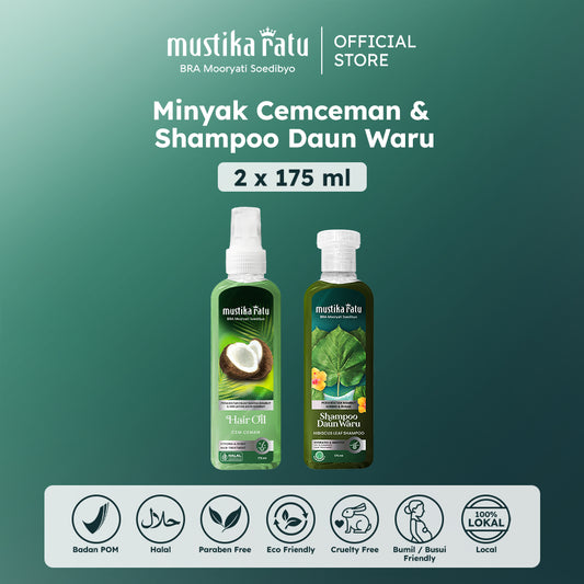Mustika Ratu Bundling Hair Care Minyak Cemceman 175ml & Shampoo Waru 175ml