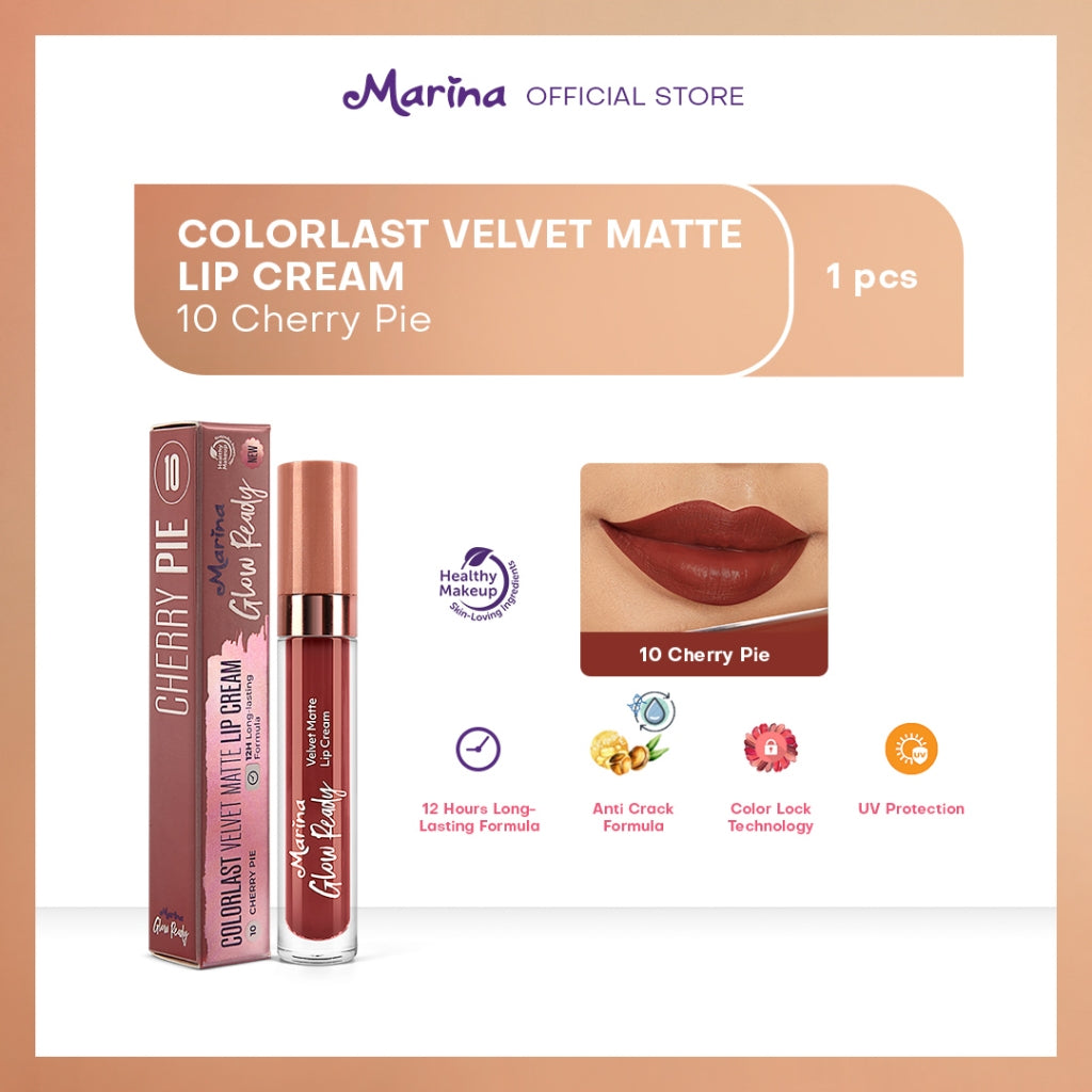 Marina Glow Ready Colorlast Velvet Matte Lip Cream 5ml - Exp Date : 05.2026