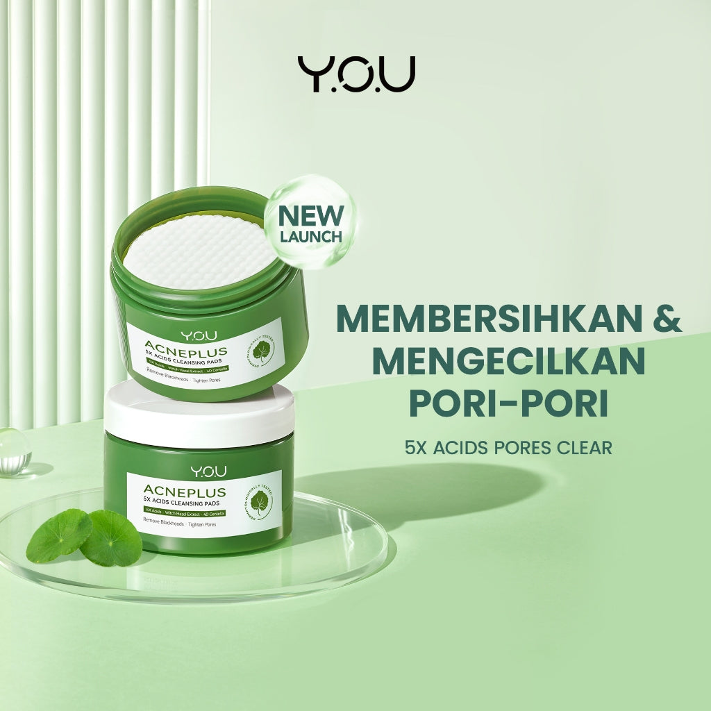 YOU AcnePlus 5X Acids Exfoliating Pads Pads Anti Jerawat Eksfoliasi Kulit Berminyak Bebas Jerawat 30 pads