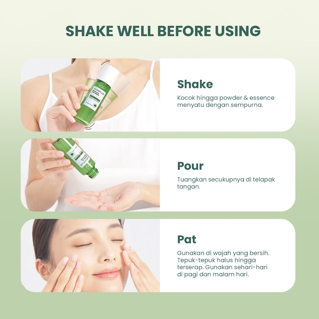 YOU AcnePlus AHA BHA PHA Daily Essence Toner Kulit Berminyak Jerawat Centella dan Oil Control